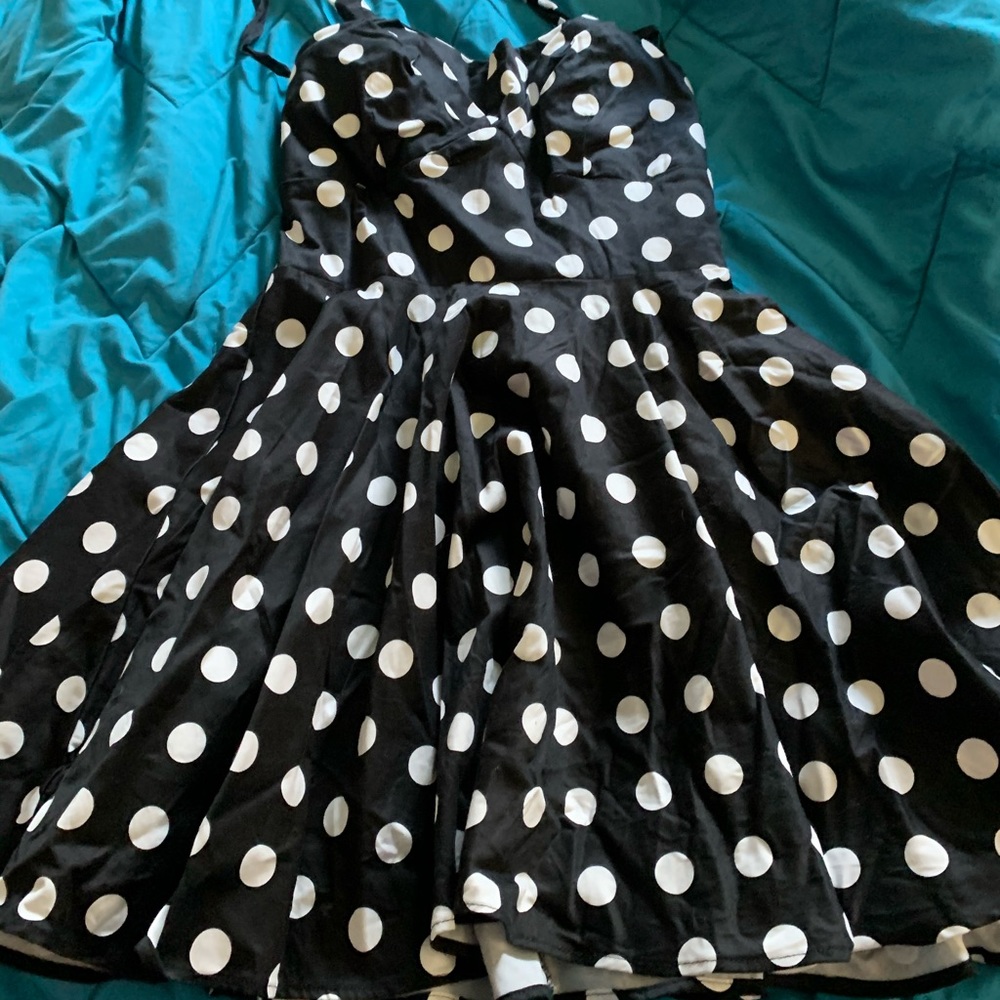 IXA B&W Polka Dot Sweetheart / Halter Dress